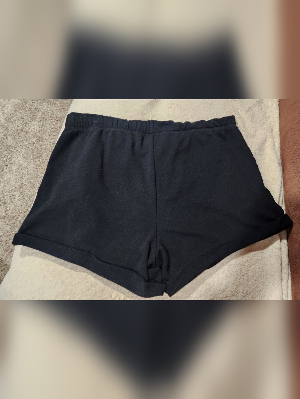 PINK Victoria's Secret Black Athletic Drawstring Logo Stripe Tape Shorts Lg - Picture 5 of 5